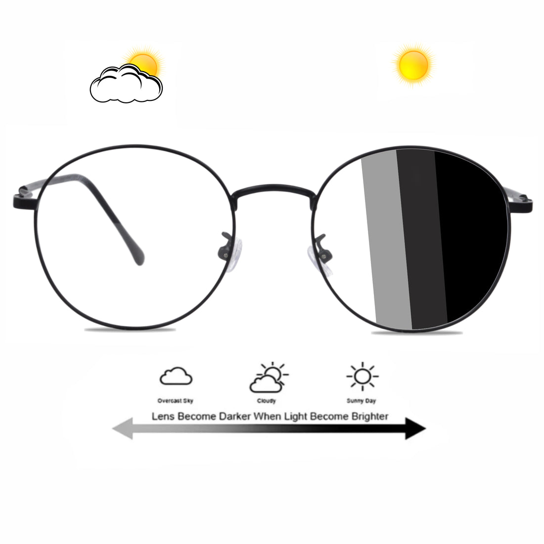 Round Shape Metal Transition Glasses