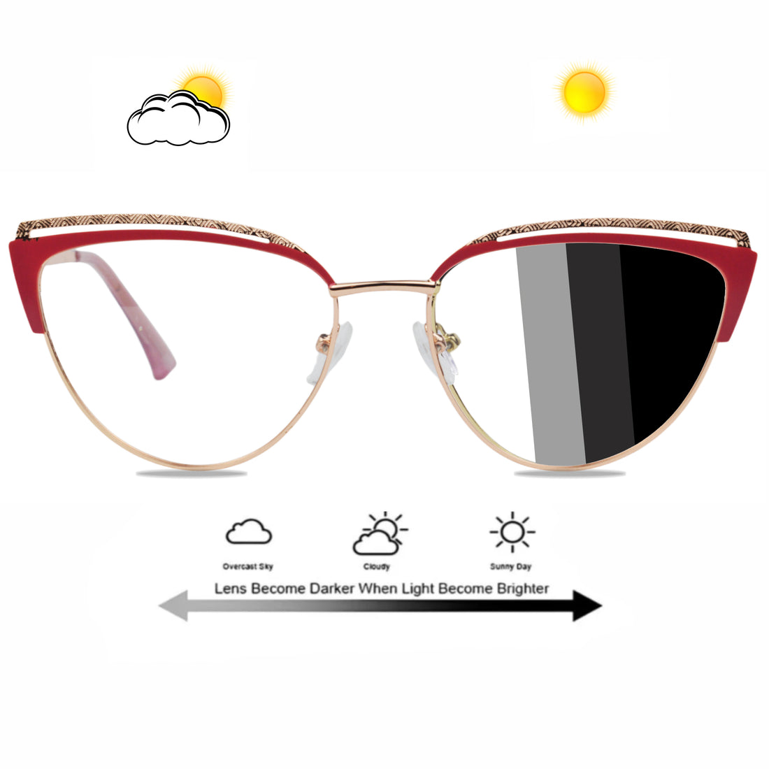 Cat Eye Glasses With Transition Lens With Premium Design